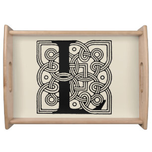 Letter L Monogram Vintage Celtic Knot Print Serving Tray