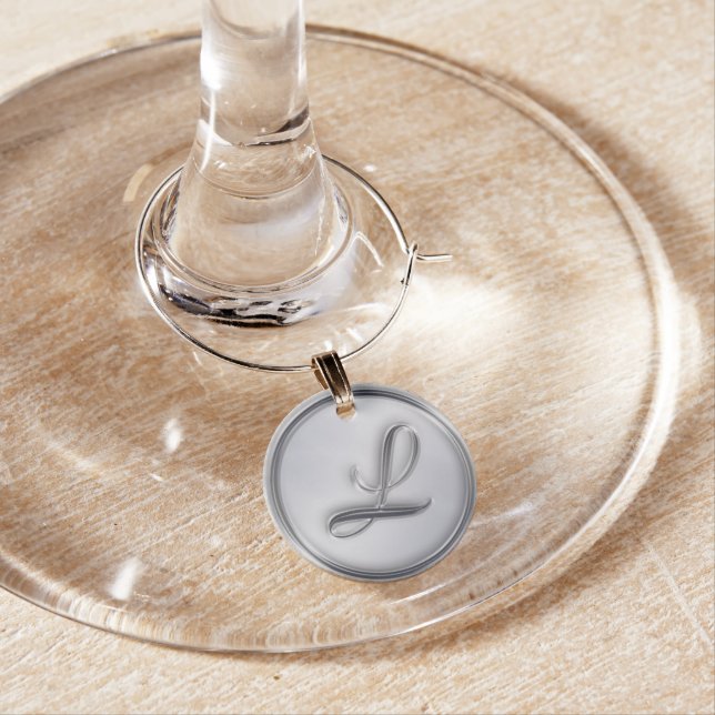 "Letter L" Monogram Wine Glass Charm (In Situ)