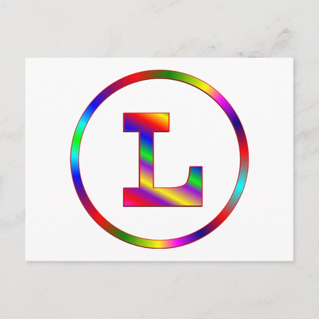 Letter L Rainbow Postcard (Front)