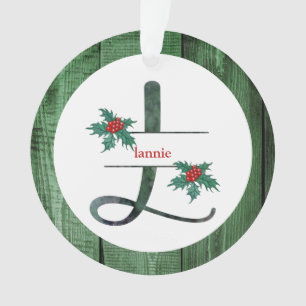 *~* Letter L Rustic Christmas PHOTO Wood AP44 Orn Ornament