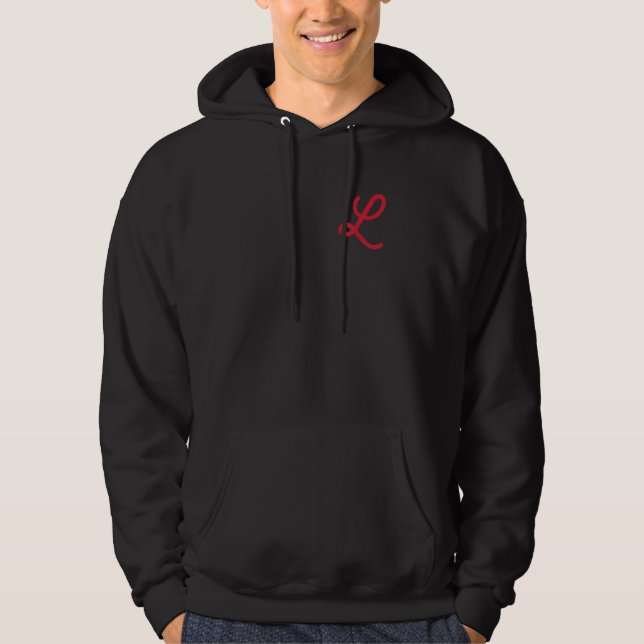 Letter L Script Cursive Red Hoodie (Front)