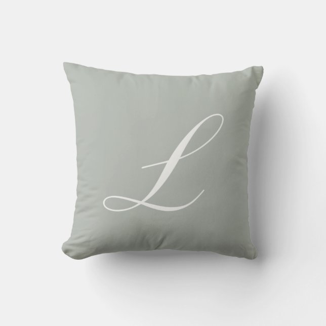 Letter L Silver Gray Monogram Pillow (Front)