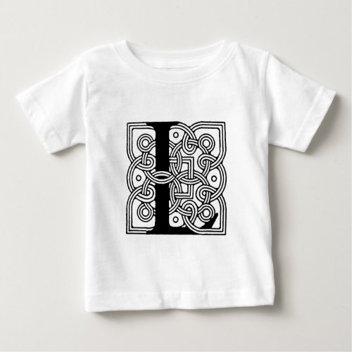 Letter L Vintage Celtic Knot Monogram Baby T_Shirt