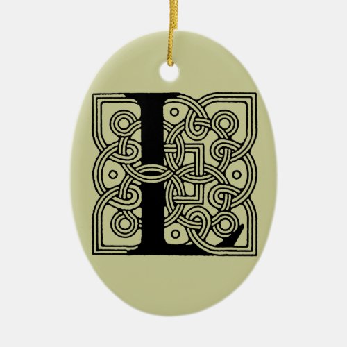 Letter L Vintage Celtic Knot Monogram Ceramic Ornament