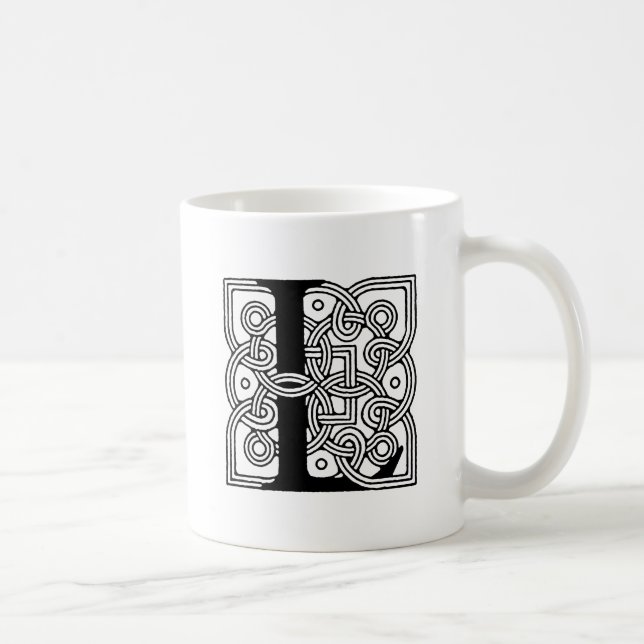 Letter L Vintage Celtic Knot Monogram Coffee Mug (Right)
