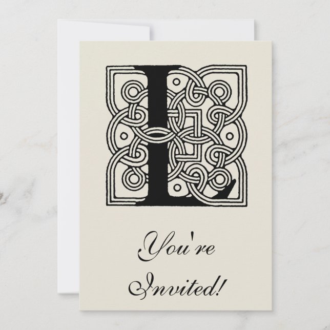 Letter L Vintage Celtic Knot Monogram Invitation (Front)