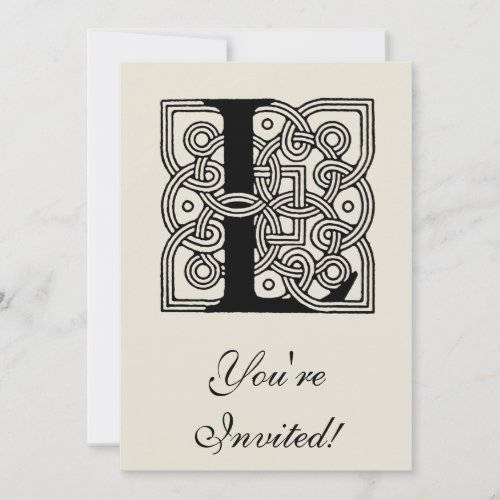 Letter L Vintage Celtic Knot Monogram Invitation