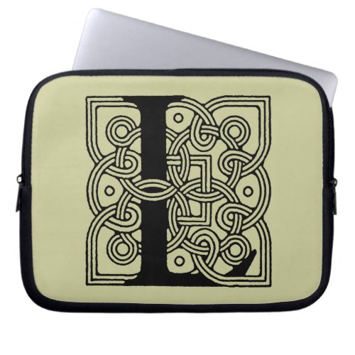 Letter L Vintage Celtic Knot Monogram Laptop Sleeve