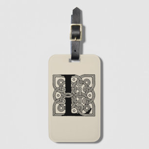 Letter L Vintage Celtic Knot Monogram Luggage Tag