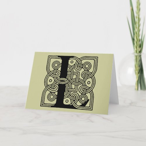 Letter L Vintage Celtic Knot Monogram Note Card