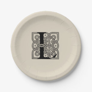 Letter L Vintage Celtic Knot Monogram Paper Plates