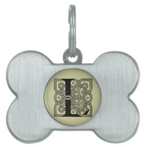 Letter L Vintage Celtic Knot Monogram Pet ID Tag