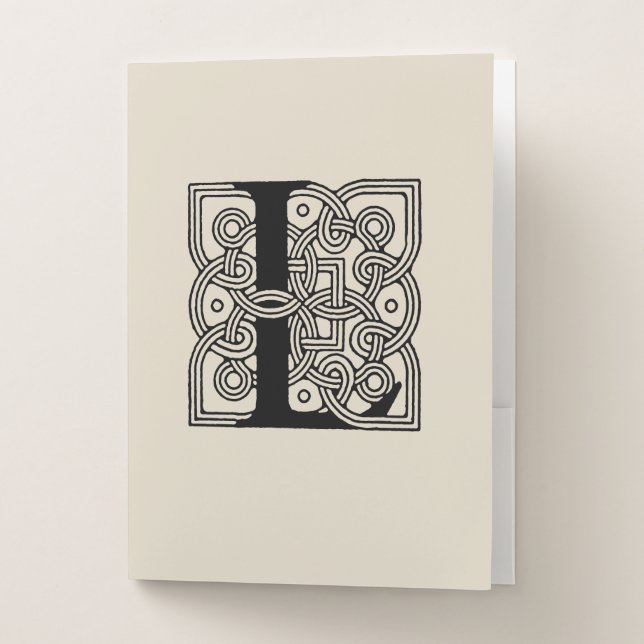 Letter L Vintage Celtic Knot Monogram Pocket Folder (Front)