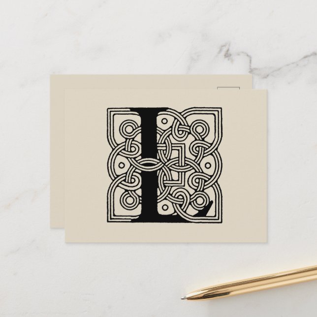 Letter L Vintage Celtic Knot Monogram Postcard (Front/Back In Situ)