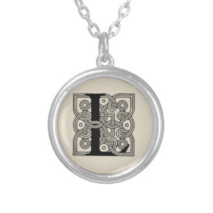 Letter L Vintage Celtic Knot Monogram Silver Plated Necklace