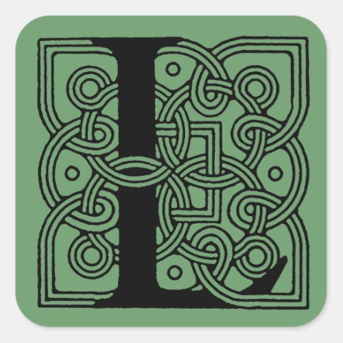 Letter L Vintage Celtic Knot Monogram Square Sticker