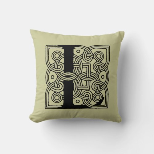 Letter L Vintage Celtic Knot Monogram Throw Pillow