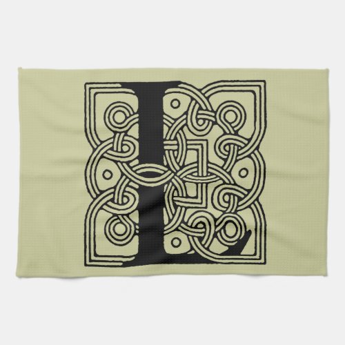 Letter L Vintage Celtic Knot Monogram Towel