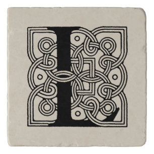 Letter L Vintage Celtic Knot Monogram Trivet