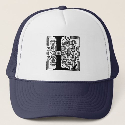 Letter L Vintage Celtic Knot Monogram Trucker Hat