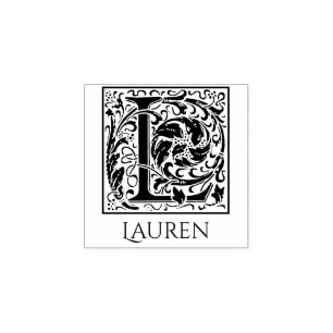 Letter L Vintage First Letter Personalized Rubber Stamp