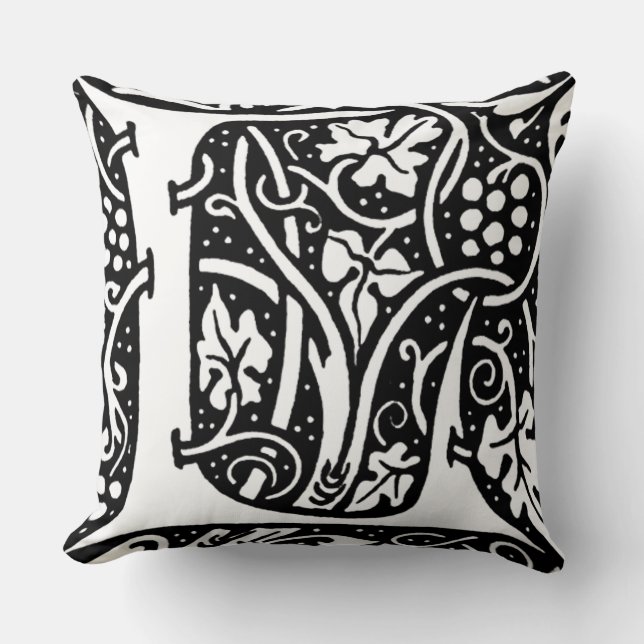 Letter 'L' William Morris Design Throw Pillow (Front)