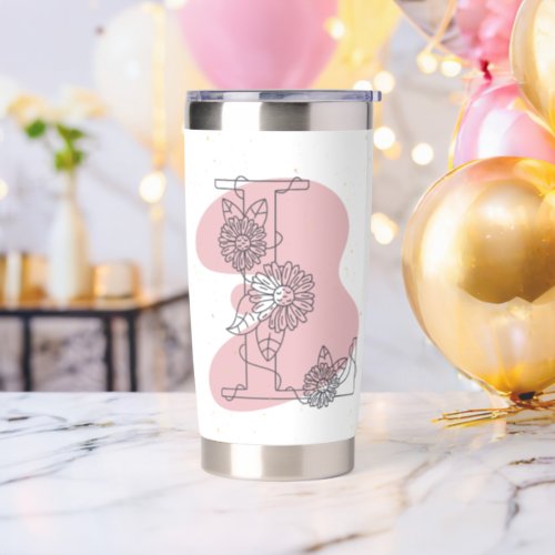 Letter L with flowers design  Insulated Tumbler