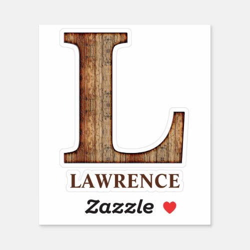 Letter L wood texture with custom name Sticker