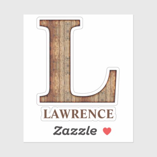 Letter L wood texture with custom name Sticker