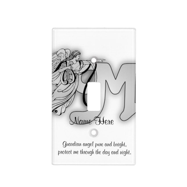 Letter M angel monogram alphabet initial Light Switch Cover (Front)