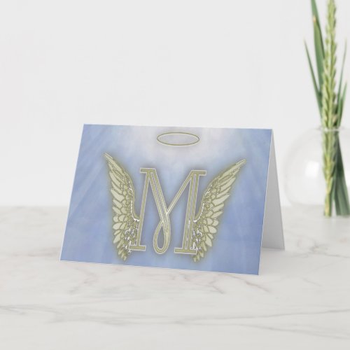 Letter M Angel Monogram Note Card