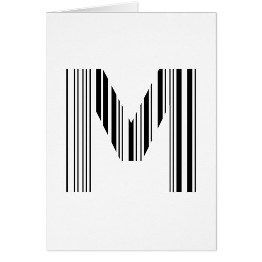 LETTER M BAR CODE First Initial Barcode Pattern Cards (Front)
