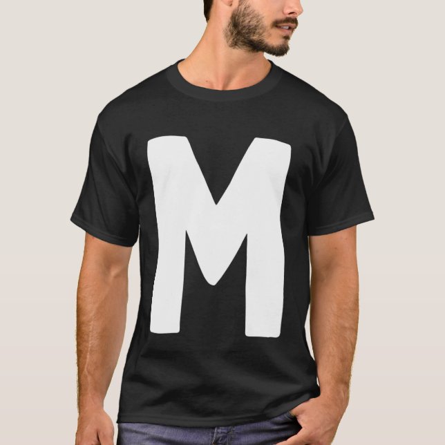 Letter M big and bold white T-Shirt (Front)