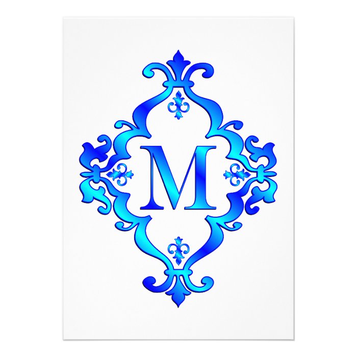 Letter M Blue Invitations