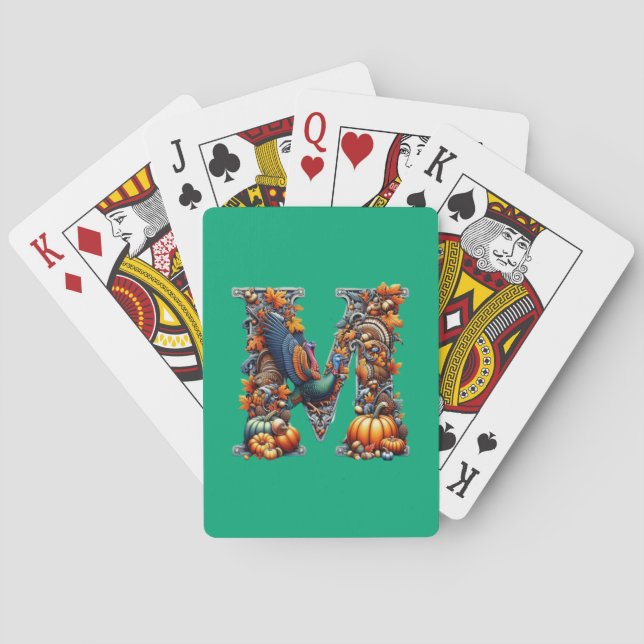 Letter m by Thanksgiving style  Poker Cards (Back)