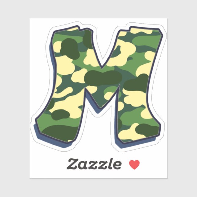 Letter M - Camo Green Sticker (Sheet)