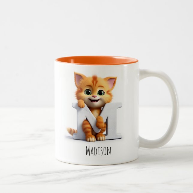 Letter M Cat Alphabet Monogram Coffee Mug (Right)