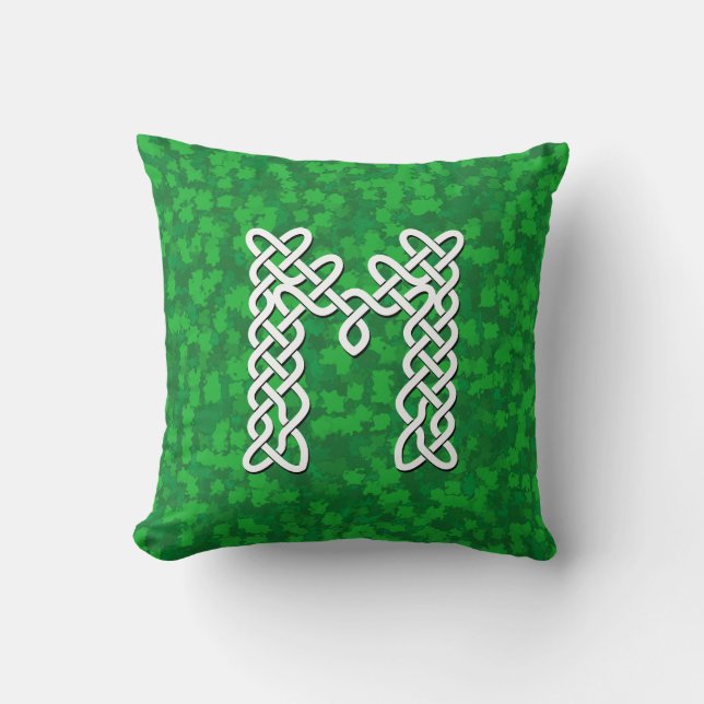 Letter M Celtic Knot Alphabet Throw Pillow (Front)