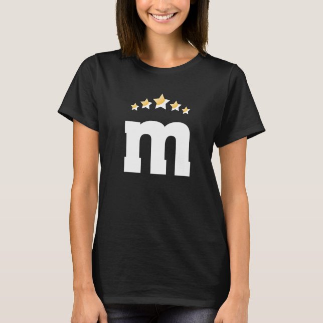 Letter m Chocolate Candy Halloween Team Groups Cos T-Shirt (Front)