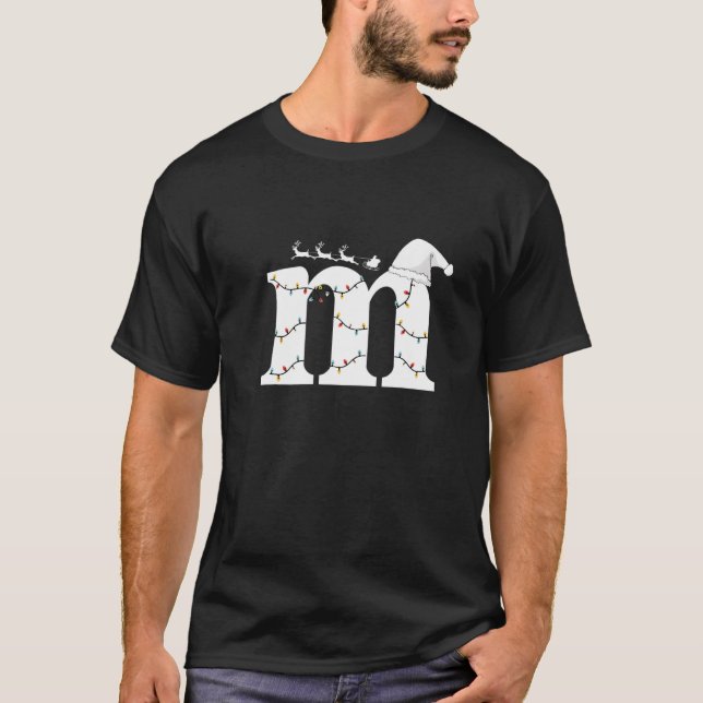 Letter m Christmas Team Groups Costume Matching T-Shirt (Front)