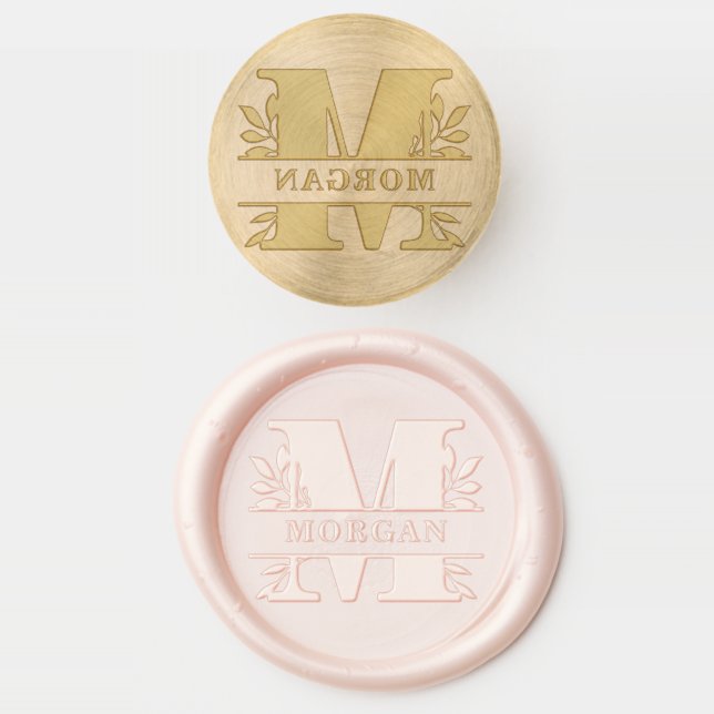 Letter M Classic Foliage Family Name Monogram Wax Seal Stamp (Stamped)