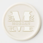 Letter M Classic Foliage Family Name Monogram Wax Seal Sticker<br><div class="desc">Add a personalized accent to your letters, invitations and holiday cards with this customizable monogram wax seal sticker. It features a letter M split monogram and classic typography with leaves accents. Personalize by adding your own family name. This monogram wax seal sticker is available in various colors—perfect for wedding, personal...</div>