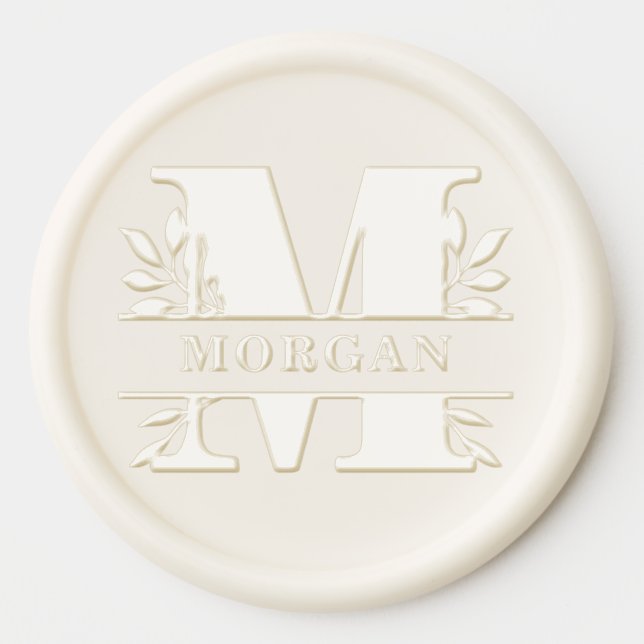 Letter M Classic Foliage Family Name Monogram Wax Seal Sticker (Front)