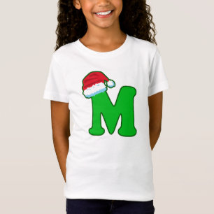 Letter M Father Christmas Santa Claus Hat Alphabet T-Shirt