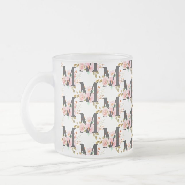 Letter M Frosted Glass Coffee Mug (Left)