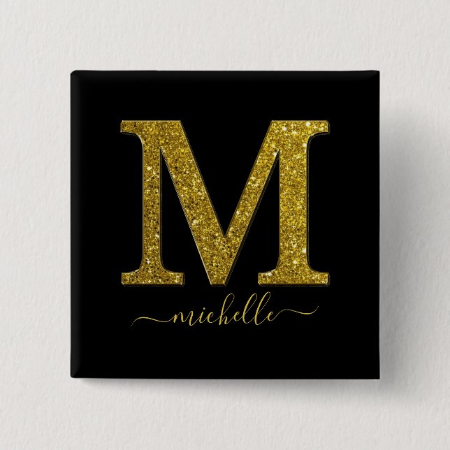 Letter M glitter Button (Front)