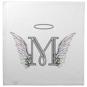 Letter M Initial Monogram with Angel Wings & Halo Napkin