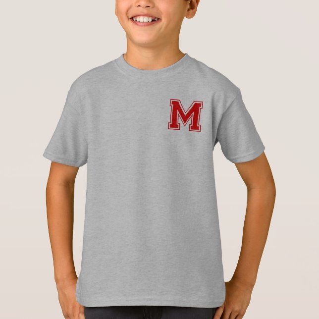 Letter M - Initial Name Alphabet Monogram T-Shirt (Front)