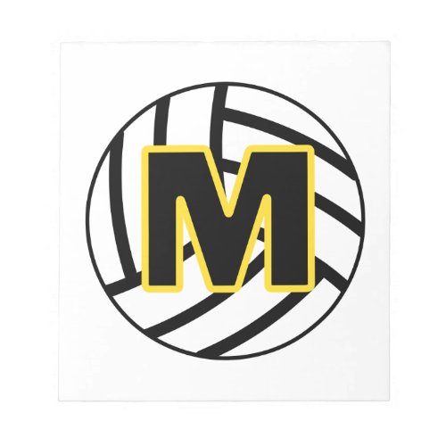 Letter M Initial Volleyball Monogram Notepad