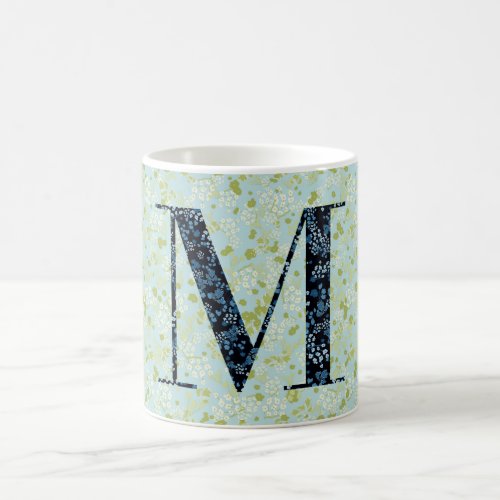 Letter M light green and blue liberty Coffee Mug